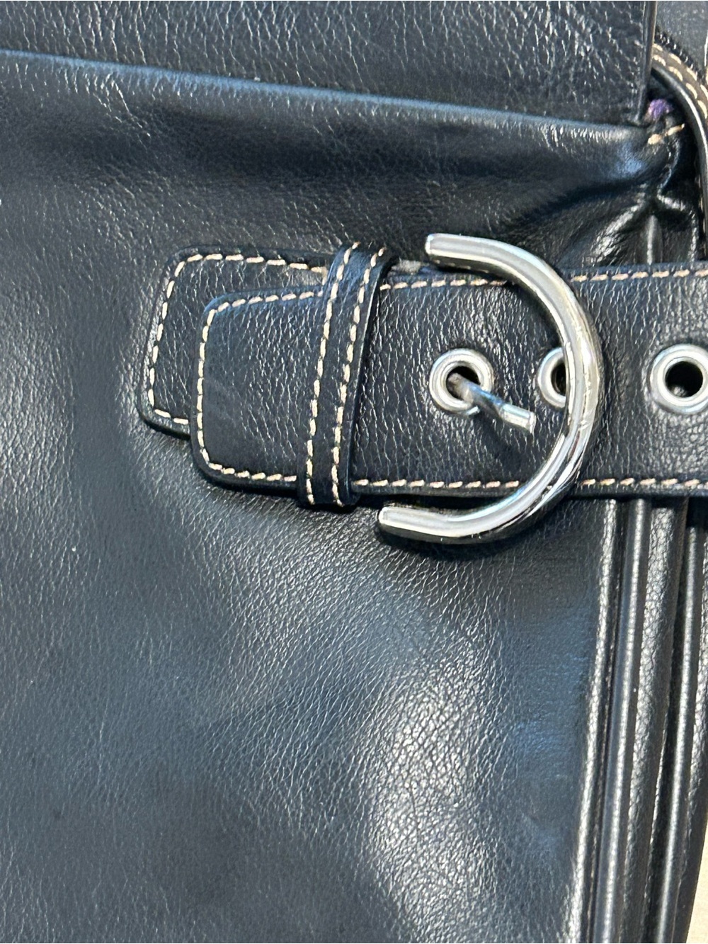 Black Leather Purse Bag Franklin Covey Briefcase Work Tote Shoulder Bag Business - Picture 4 of 16